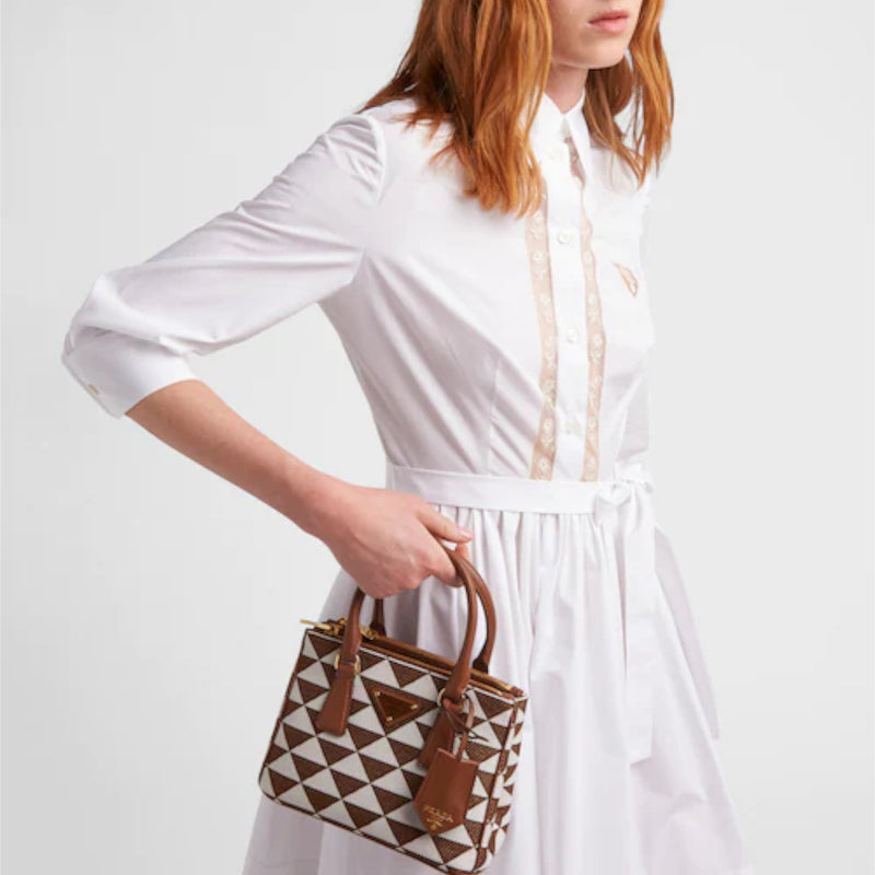 Prada Symbole embroidered fabric mini bag