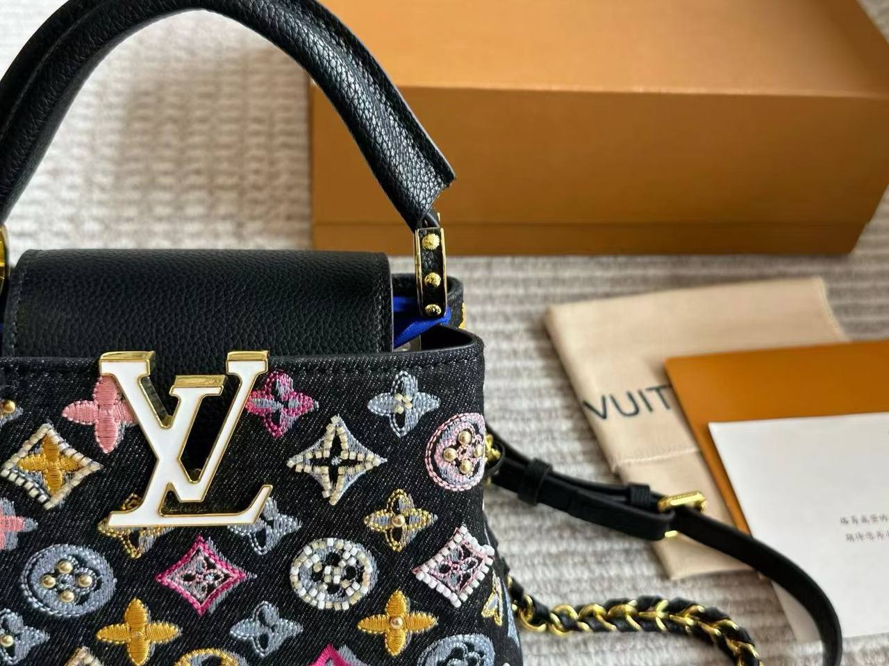 LV Capucines Mini-Monogramme Perlé Noir