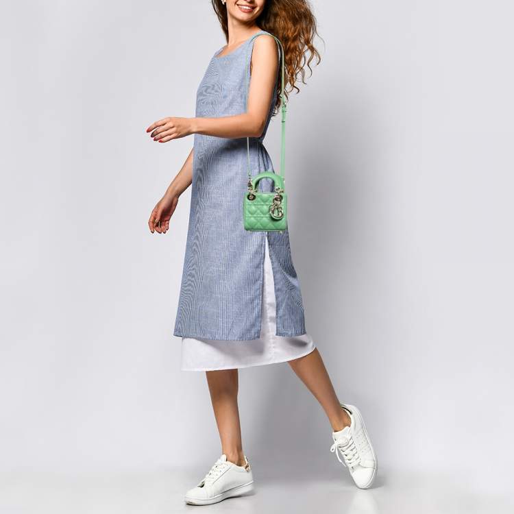 Diôr Green Cannage Micro Lady Dior Bag