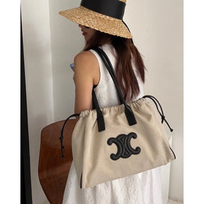 Cêlinë 2024Canvas Tote Bag for Women, Color Matching Commuter Shoulder Bag