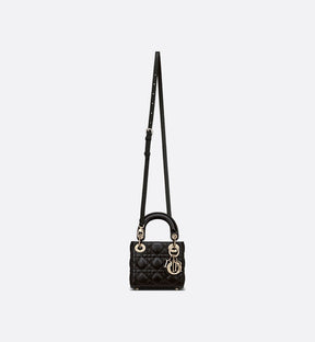 Micro sac Ladÿ Diôr d'agneau Cannage noir