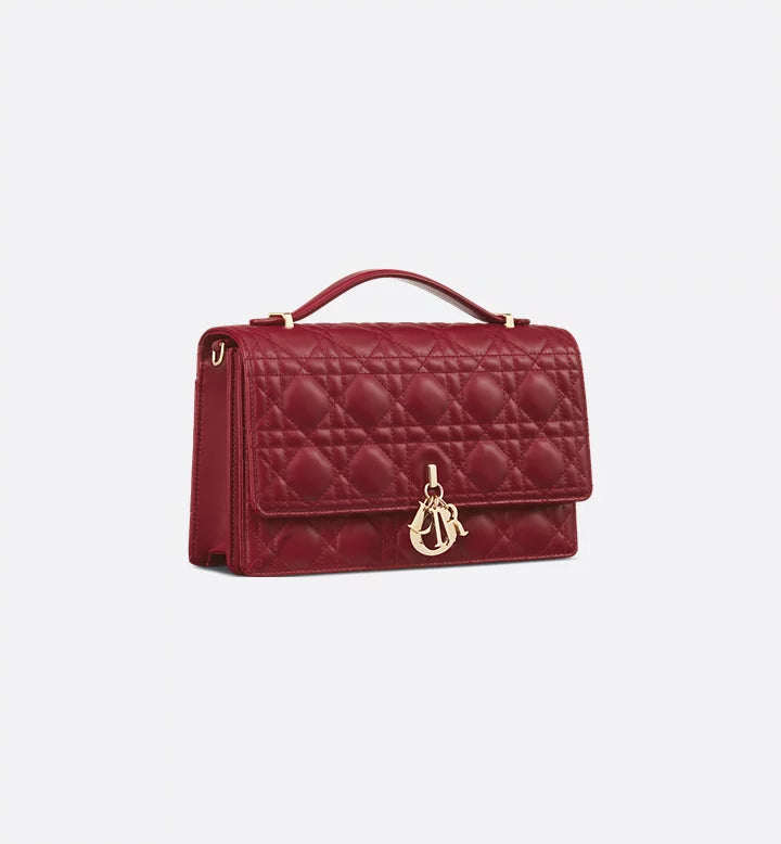 sac à main Diôr Peau de mouton Cannage rouge cerise