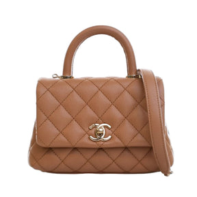 Sac Chanel Mini caviar marron avec poignée Coco