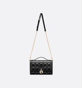 Sac Top Handle My Diôr 
d'agneau Cannage noir