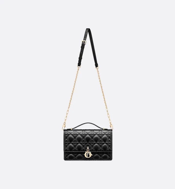 Sac Top Handle My Diôr 
d'agneau Cannage noir