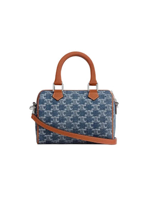 Cèlïnê Small Boston en cuir Triomphe Denim