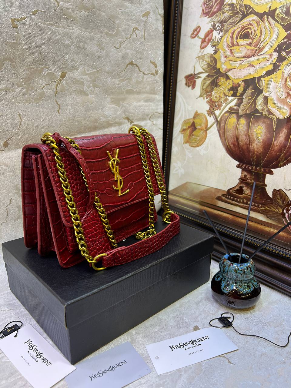 YSL SAC BANDOULIÈRE MOYEN SUNSET ROUGE OPYUM