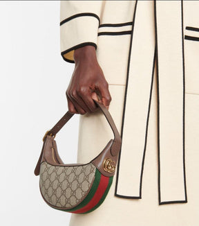 Gucci Sac Ophidia demi-lune en toile enduite GG, mini sac hobo