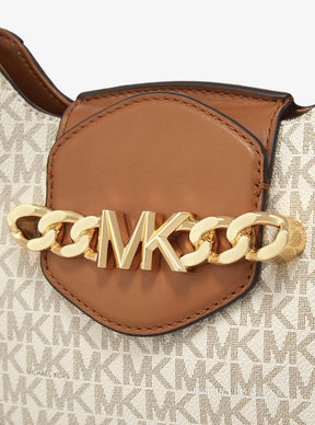 MK Petit sac à bandoulière avec logo signature Hally, Blanc/gland