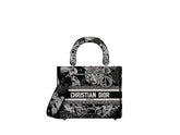 Dior Medium Lady D-Lite Bag Black Toile De Jouy Zodiac Embroidery