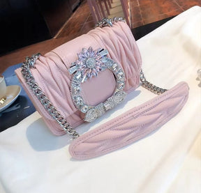 Petits sacs croisés véritable avec perles en forme de cercle pour femmes