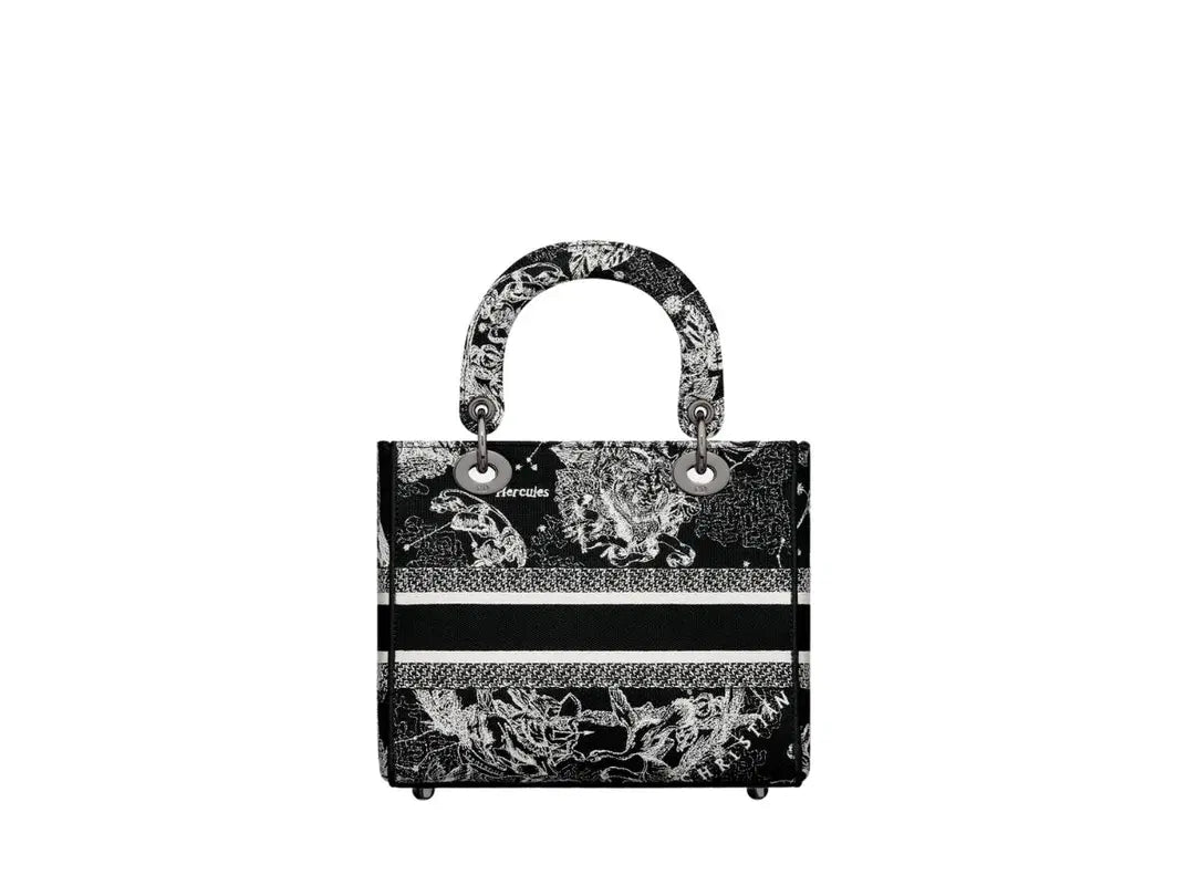 Dior Medium Lady D-Lite Bag Black Toile De Jouy Zodiac Embroidery