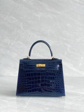 Sac à main Kelly bleu saphir