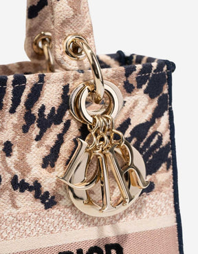 Dior Lady Medium en toile beige / multicolore