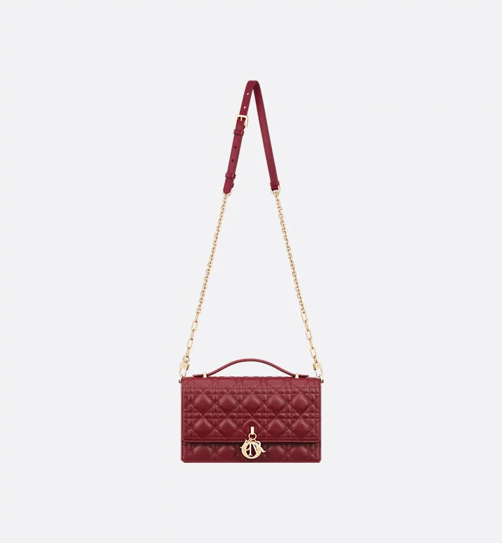 sac à main Diôr Peau de mouton Cannage rouge cerise