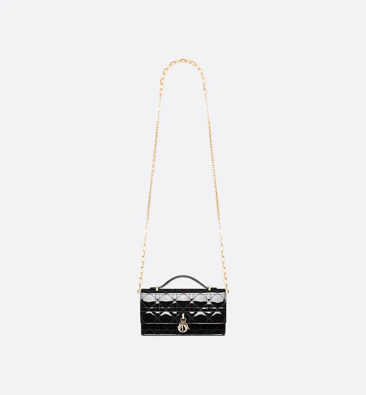 Mini sac My Diôr Cannage verni noir
