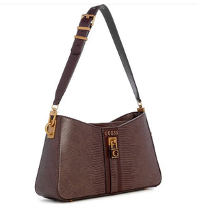 Ginevra Sac D'Epaule Effet Croco Marron