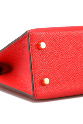 Hermès Mini Kelly 20 II Rouge De Coeur Veau Epsom