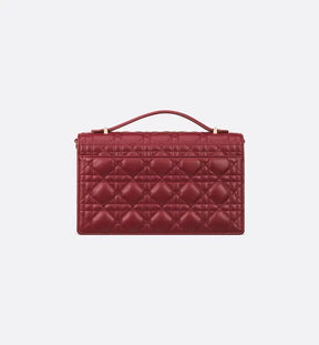 sac à main Dior Peau de mouton Cannage rouge cerise