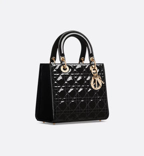 Sac Ladÿ Diôr Medium
de veau Cannage verni noir