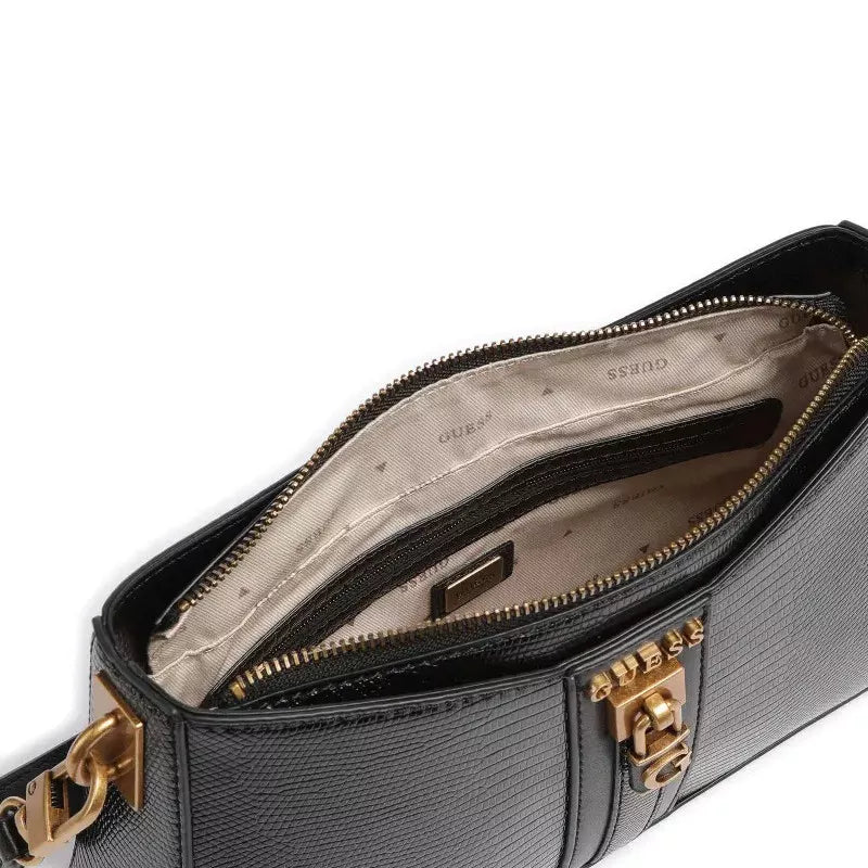 Ginevra Sac D'Epaule Effet Croco Noir
