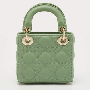Diôr Green Cannage Micro Lady Dior Bag