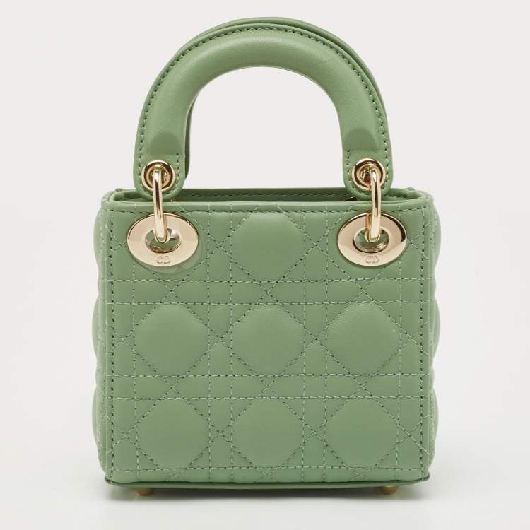 Diôr Green Cannage Micro Lady Dior Bag