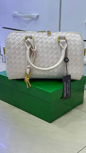 Sac à main Bôttëga Classic blanc à poignées supérieures entrelacées