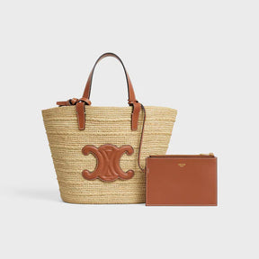 Celine Classic Panier petit modèle Souple Raphia et veau