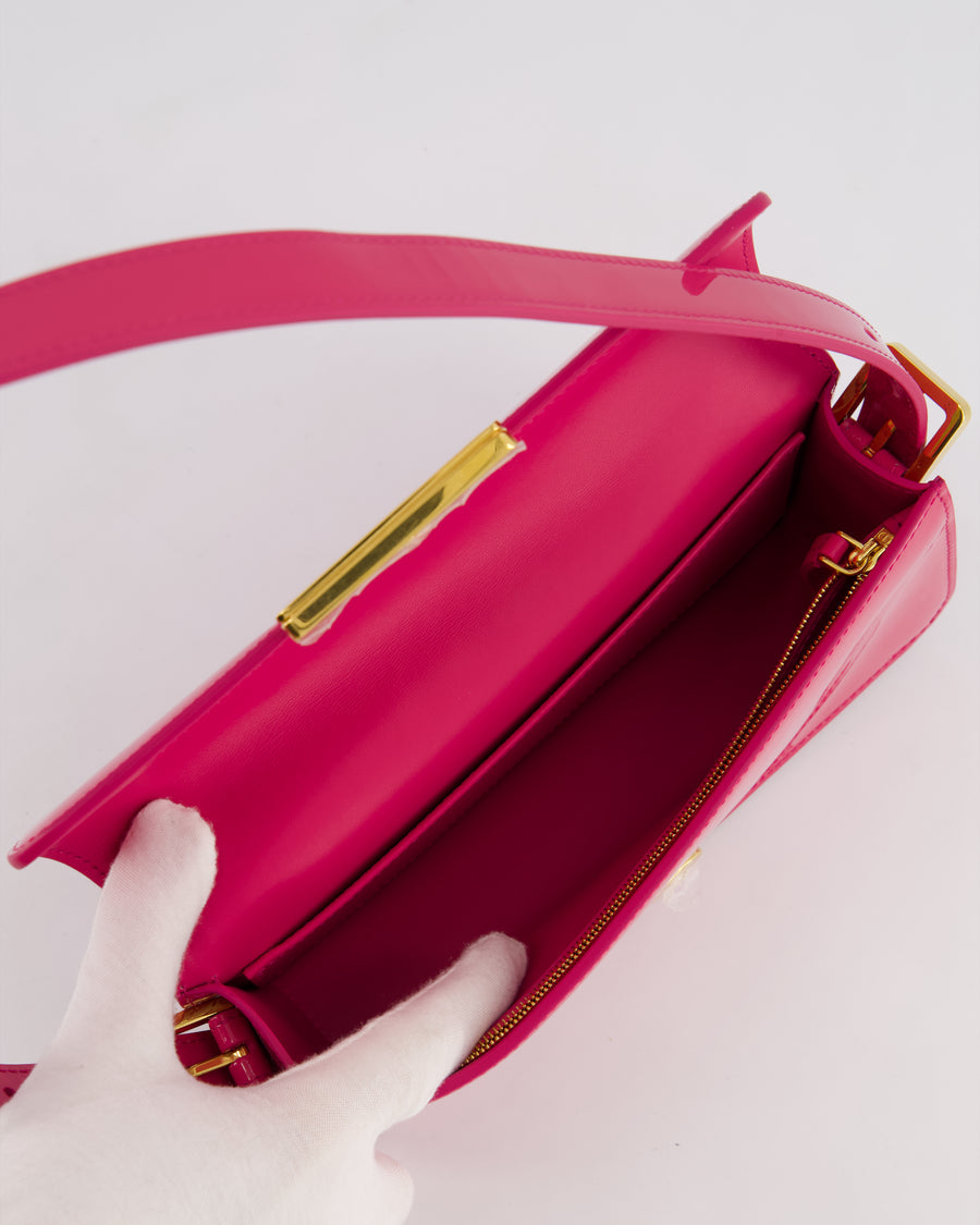 Sac bandoulière à rabat Mïss Diôr Fuchsia Christian Diôr de veau verni avec finitions dorées