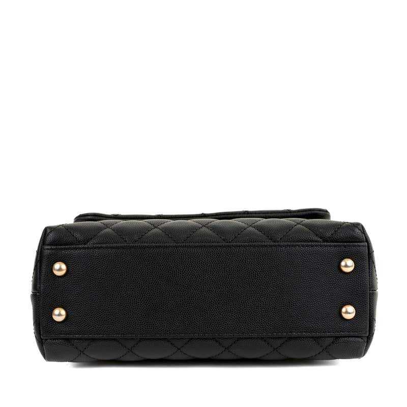 Petit sac à main à rabat en lézard caviar noir