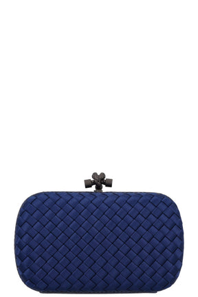 BOTTEGA VENETA Pochette Knot en peau de serpent bleue