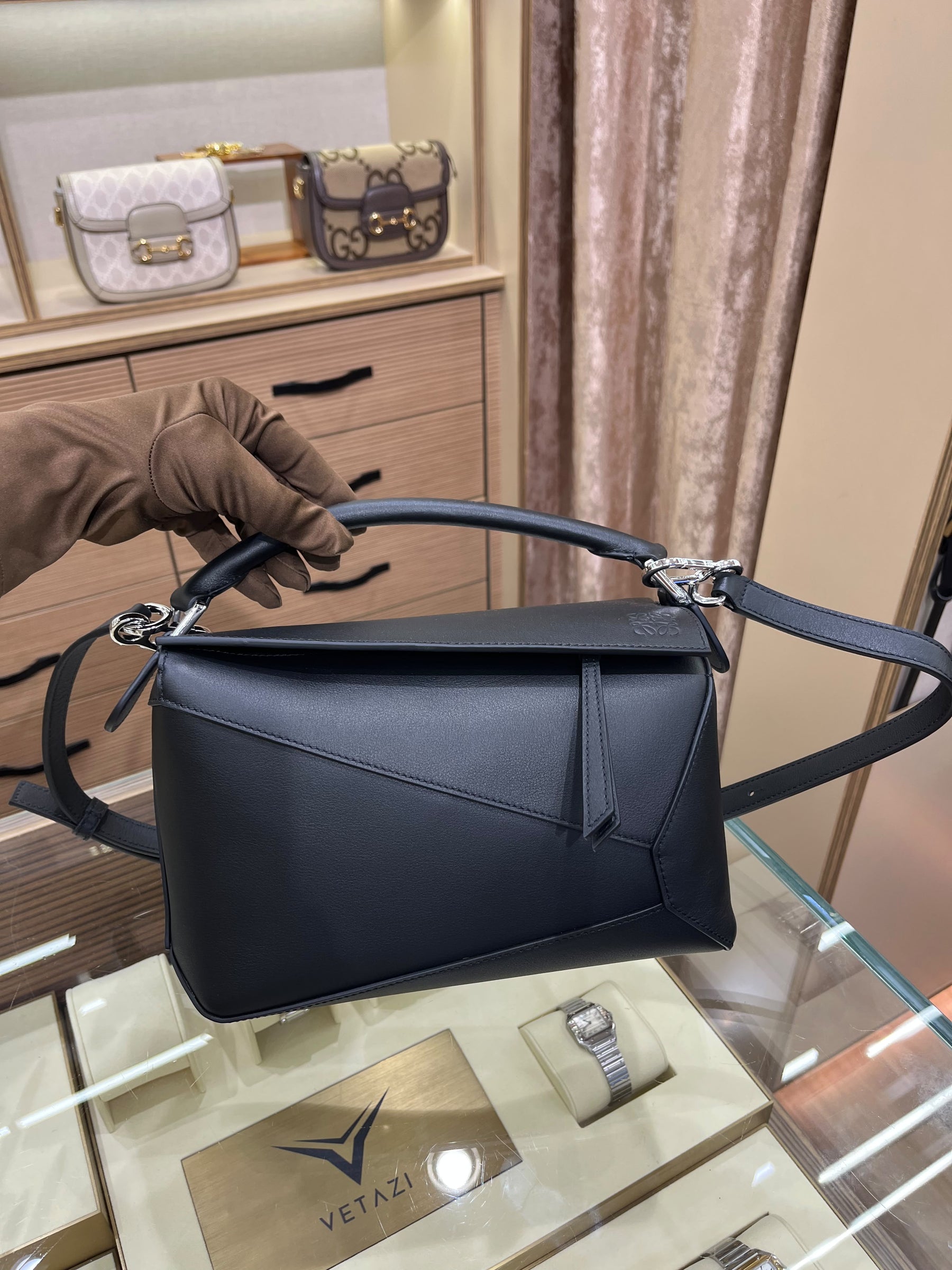 Sac Loewe Puzzle Edge moyen en cuir de veau classique