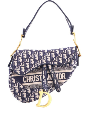 Diôr Saddle Handbag Logo Embroidered Oblique Canvas Medium shoulder bag