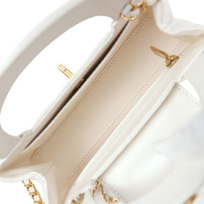 Petit sac cabas Kelly  de veau vieilli blanc brillant