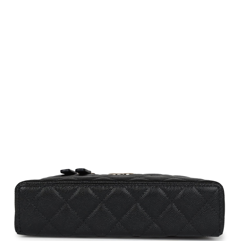Sac à main long Ch@nel CC avec poignée supérieure et chaîne,caviar noir et finitions or clair