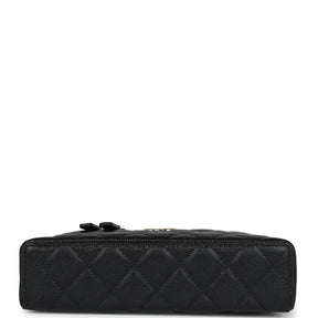 Sac à main long Ch@nel CC avec poignée supérieure et chaîne,caviar noir et finitions or clair