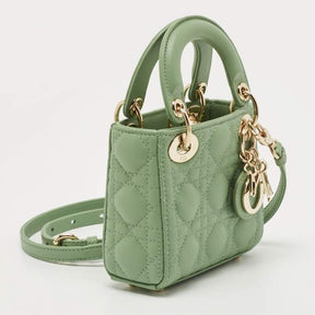 Diôr Green Cannage Micro Lady Dior Bag