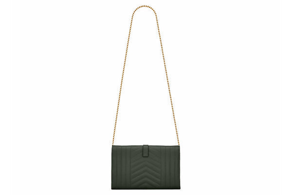 S@int L@urent Monogram Chain Wallet Grain De Poudre