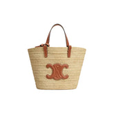 Celine Classic Panier petit modèle Souple Raphia et veau