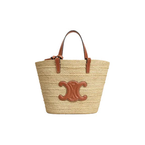 Celine Classic Panier petit modèle Souple Raphia et veau