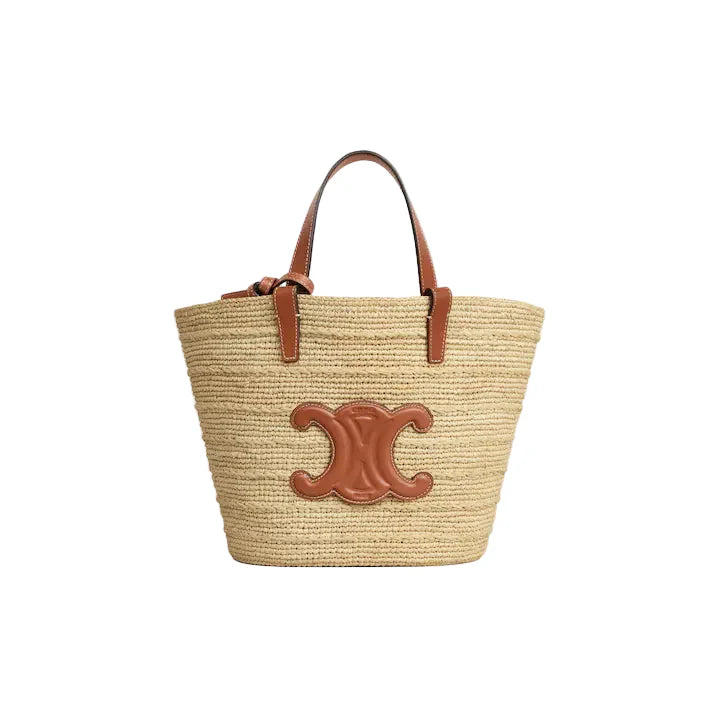 Celine Classic Panier petit modèle Souple Raphia et veau