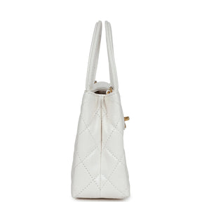 Petit sac cabas Kelly  de veau vieilli blanc brillant