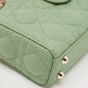 Diôr Green Cannage Micro Lady Dior Bag