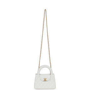 Petit sac cabas Kelly  de veau vieilli blanc brillant