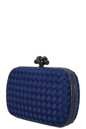 BOTTEGA VENETA Pochette Knot en peau de serpent bleue