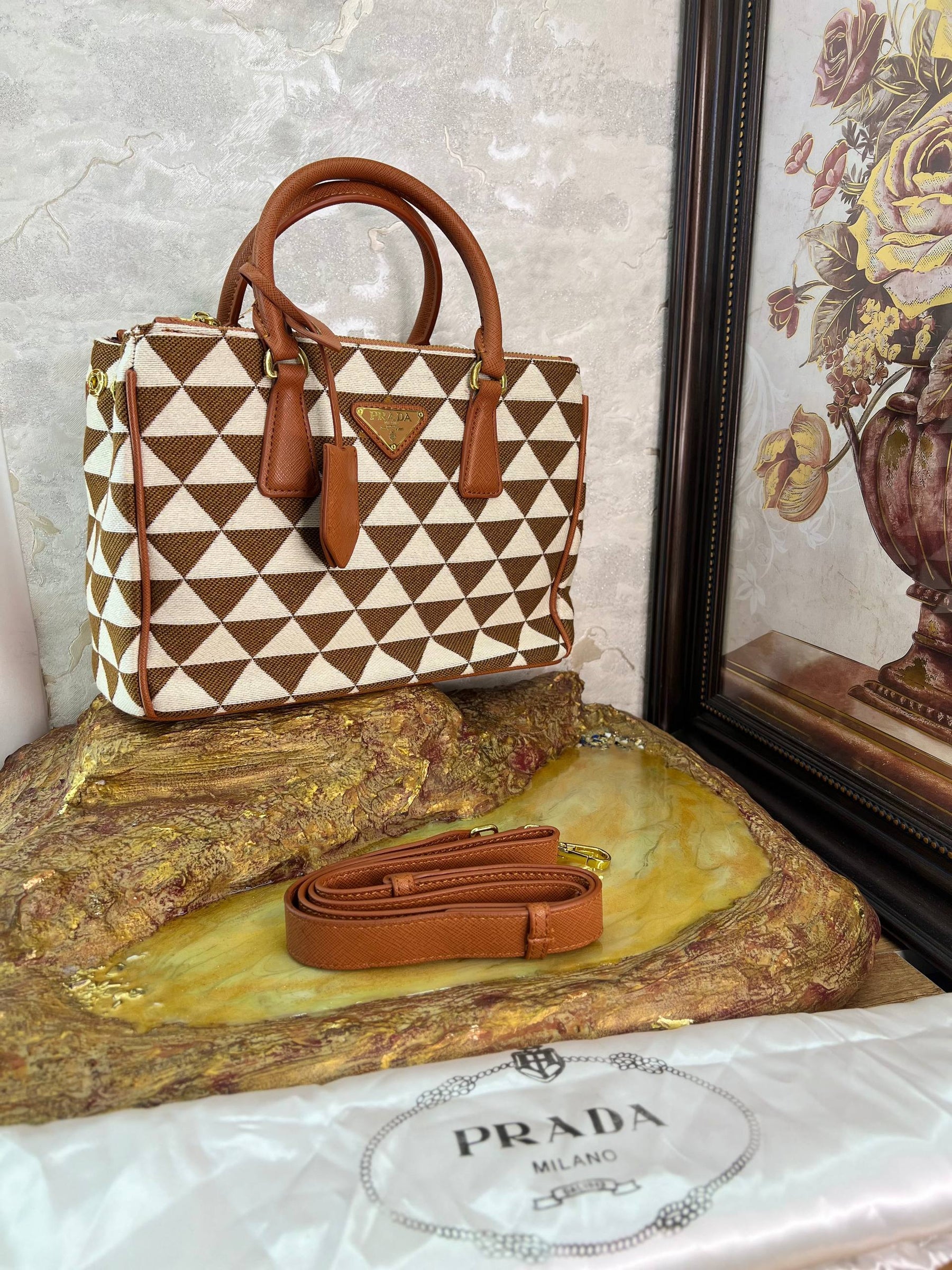 Prada Symbole embroidered fabric mini bag