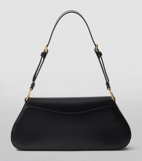 Sac Pr@da porté épaule en vrai cuir verni Noir