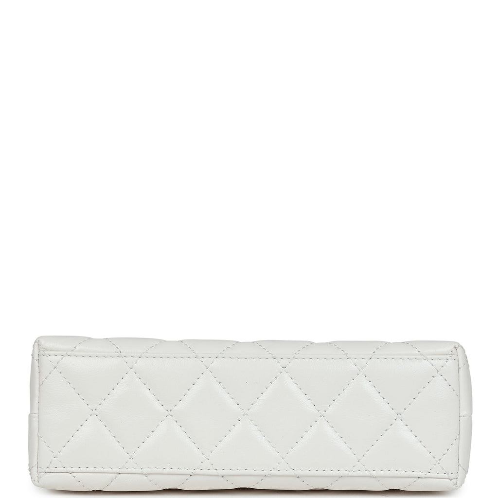 Petit sac cabas Kelly  de veau vieilli blanc brillant