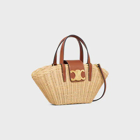 Céline POUF POUR ADOS EN OSIER ET PEAU DE VEAU NATURELLE